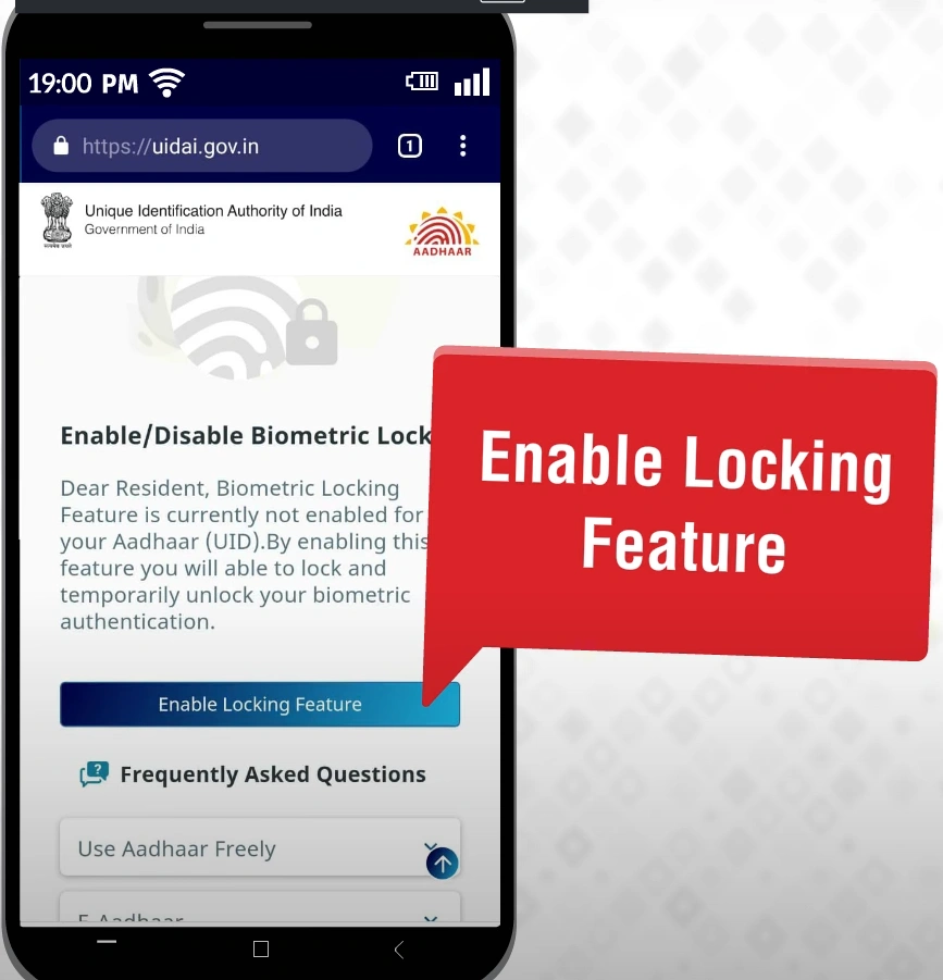 Enable Aadhaar Biometric Lock
